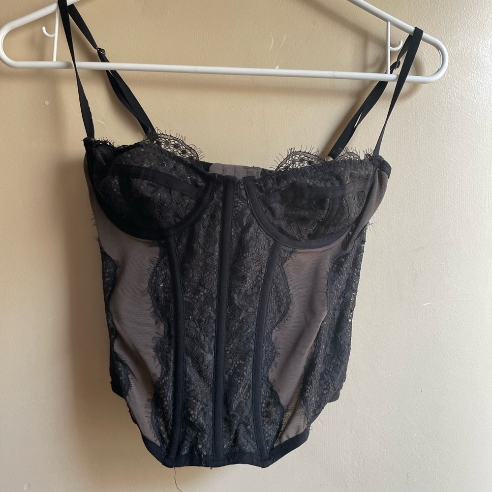 Urban outfitters out from under corset top in gray and black lace size S y2k - Picture 2 of 7